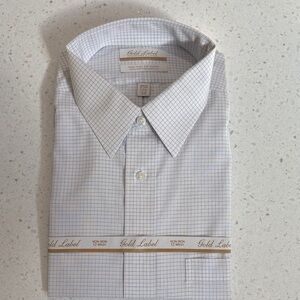 Roundtree & Yorke Gold Label Blue and White Checkered Dress Shirt Size 17.5 / 33